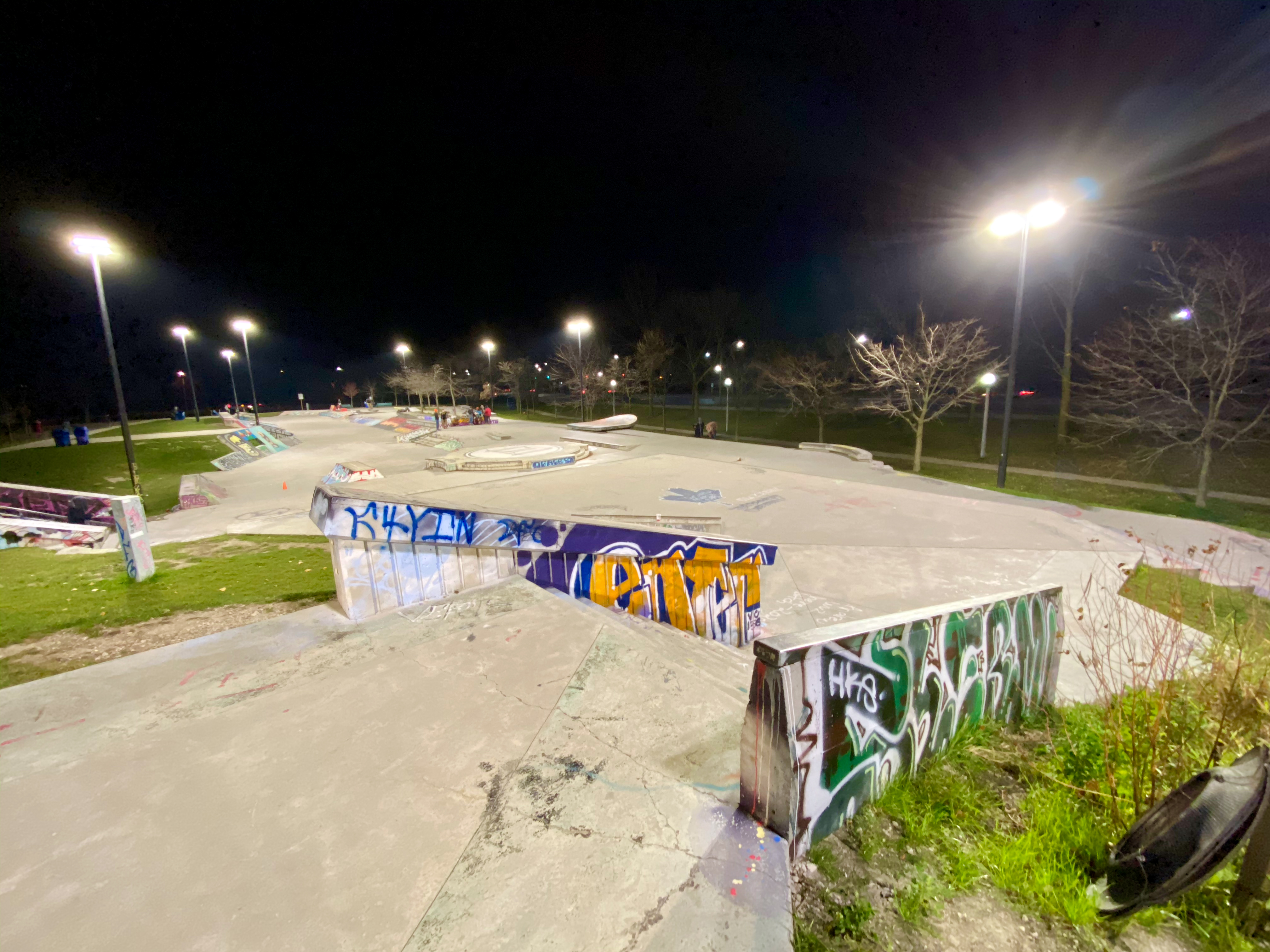 Toronto Beaches skatepark at night