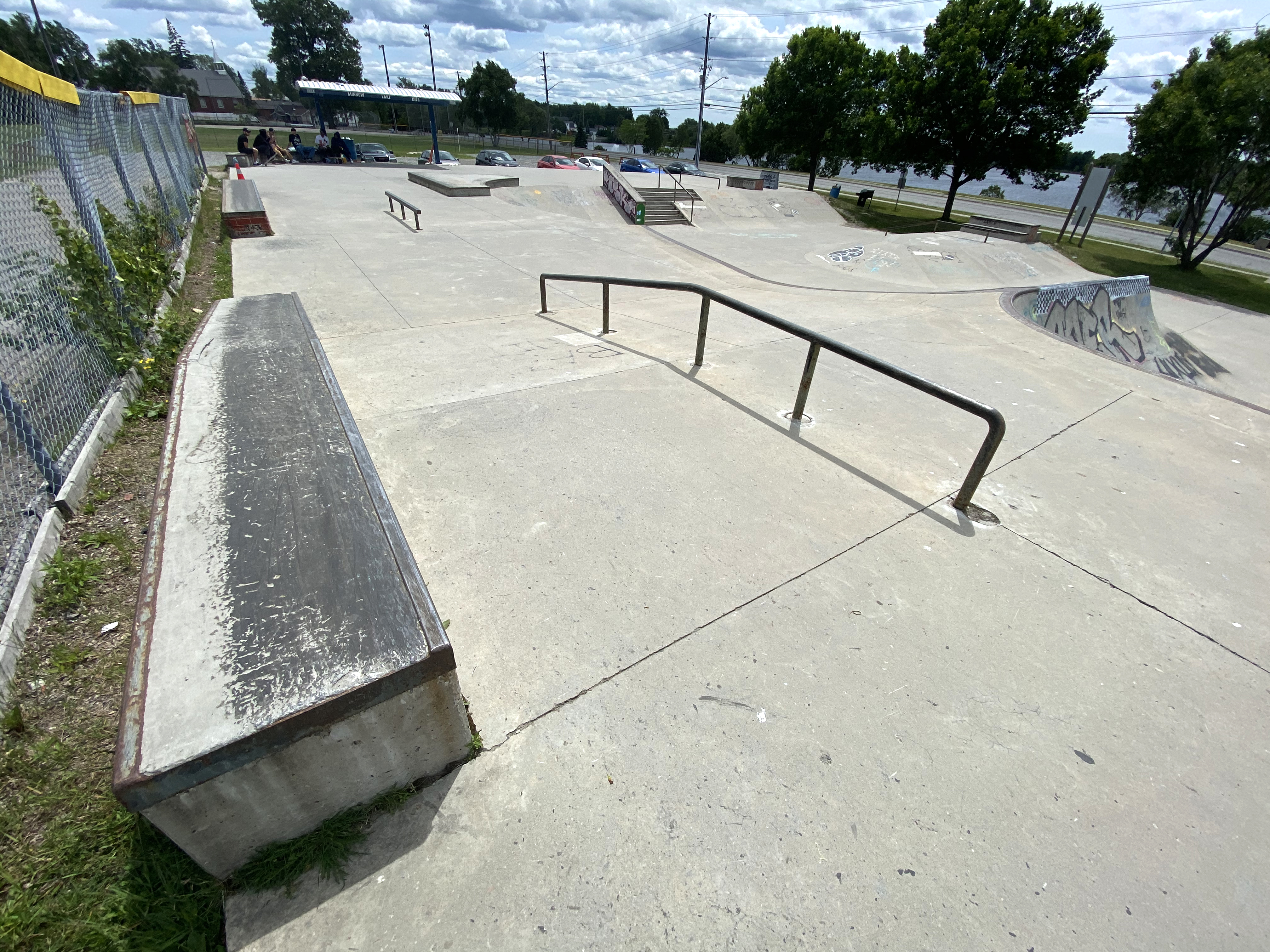 Sudbury Skatepark across and down rail and ledge