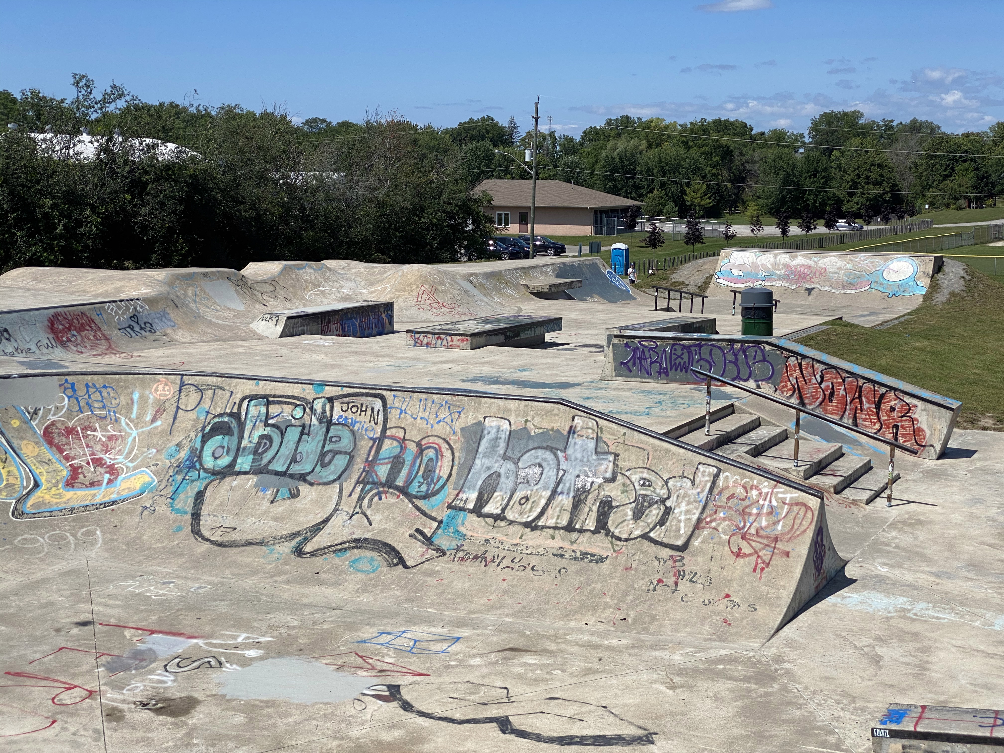 cannington skatepark looking toward the entrance